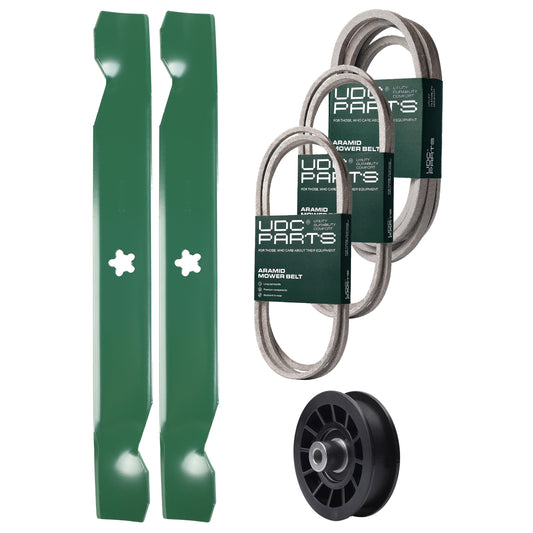 Products -  UDC Parts Mower Kit / Belt 138255 + Belt 194346 + Belt 539117245 + Pulley 532194327 + 2 Pack Blades 138497 / Fits Husqvarna LT1597