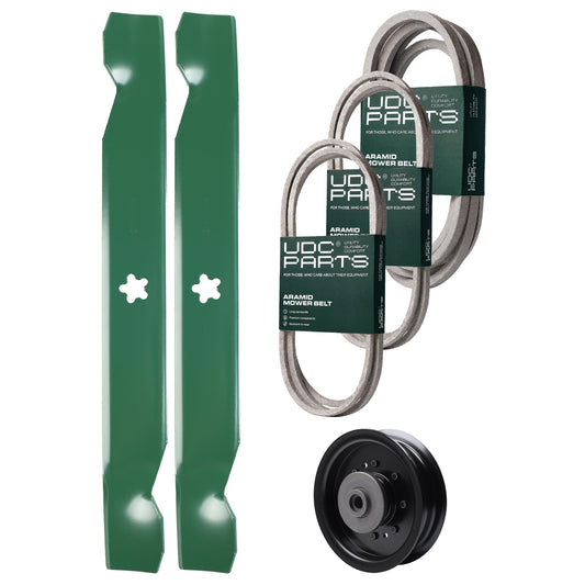 Products -  UDC Parts Mower Kit / Belt 138255 + Belt 194346 + Belt 539117245 + Pulley 532196104 + 2 Pack Blades 138497 / Fits Husqvarna LT1597