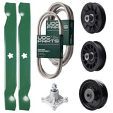 Wholesale Lawn Mower Parts -  UDC Parts Mower Kit / Belt 194346 + Belt 539117245 + Pulley 532194326 + Pulley 532194327 + Pulley 532196104 + Spindle 532174356 + 2 Pack Blades 138497 / Fits Husqvarna LT1597