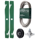 Products -  UDC Parts Mower Kit / Belt 539117245 + Pulley 532194326 + Spindle 532174356 + 2 Pack Blades 138497 / Fits Husqvarna LT1597