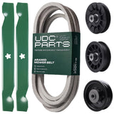 Products -  UDC Parts Mower Kit / Belt 539117245 + Pulley 532194326 + Pulley 532194327 + Pulley 532196104 + 2 Pack Blades 138497 / Fits Husqvarna LT1597