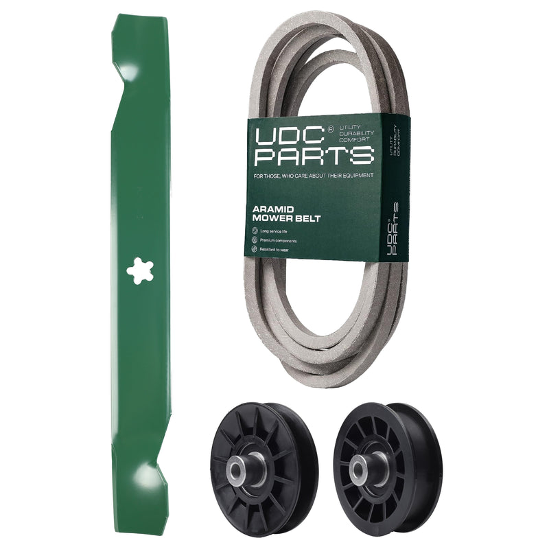 Products -  UDC Parts Mower Kit / Belt 539117245 + Pulley 532194326 + Pulley 532194327 + 2 Pack Blades 138497 / Fits Husqvarna LT1597