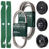 Wholesale Lawn Mower Parts -  UDC Parts Mower Kit / Belt 197242 + Belt 197253 + Pulley 195945 + Pulley 532194326 + Pulley 532196106 + 2 Pack Blades 138971 / Fits Jonsered LT2223A2