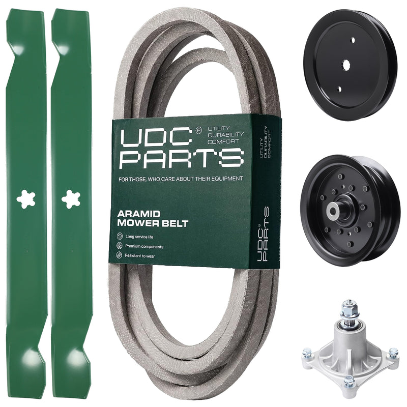 Products -  UDC Parts Mower Kit / Belt 539117245 + Pulley 195945 + Pulley 532196106 + Spindle 532174356 + 2 Pack Blades 138971 / Fits Husqvarna RZ4219