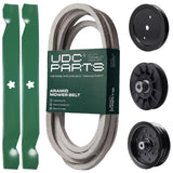 Products -  UDC Parts Mower Kit / Belt 197242 + Pulley 195945 + Pulley 532194326 + Pulley 532196106 + 2 Pack Blades 138971 / Fits Jonsered LT2223A2