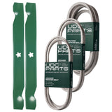  UDC Parts Mower Kit / Belt 130969 + Belt 140218 + Belt 197242 + 2 Pack Blades 138971 / Fits Jonsered LT2223A2