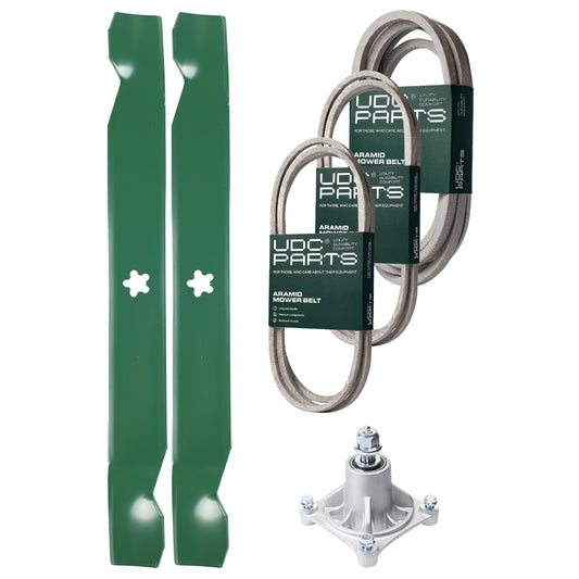 Products -  UDC Parts Mower Kit / Belt 144959 + Belt 174883 + Belt 539109243 + Spindle 532174356 + 2 Pack Blades 138971 / Fits Husqvarna LTH1542