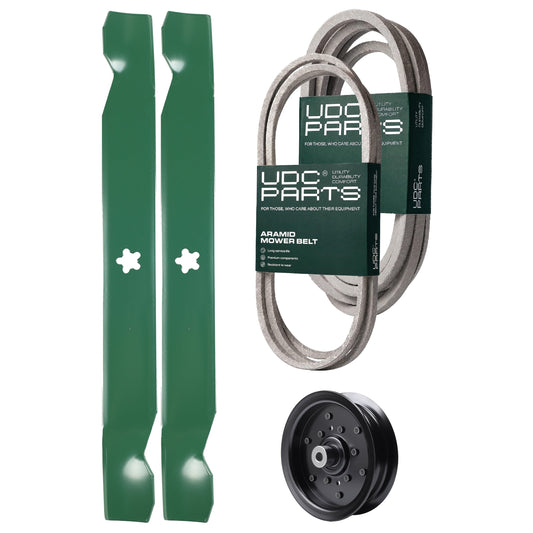Products -  UDC Parts Mower Kit / Belt 140218 + Belt 197242 + Pulley 532196106 + 2 Pack Blades 138971 / Fits Jonsered LT2223A2