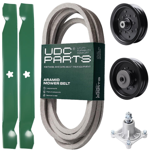 Products -  UDC Parts Mower Kit / Belt 539114557 + Pulley 532196106 + Pulley 532196104 + Spindle 532174356 + 2 Pack Blades 138971 / Fits Husqvarna RZ4619 RZ4620 RZ5422 RZ5424