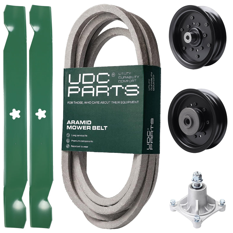 Products -  UDC Parts Mower Kit / Belt 539114557 + Pulley 532196106 + Pulley 532196104 + Spindle 532174356 + 2 Pack Blades 138971 / Fits Husqvarna RZ4619 RZ4620 RZ5422 RZ5424