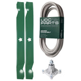  UDC Parts Mower Kit / Belt 539117245 + Spindle 532174356 + 2 Pack Blades 138971 / Fits Husqvarna RZ4219 RZ4619 RZ4620 RZ5422 RZ5424