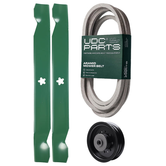 Products -  UDC Parts Mower Kit / Belt 539117245 + Pulley 532196104 + 2 Pack Blades 138971 / Fits Husqvarna RZ4619 RZ4620 RZ5422 RZ5424
