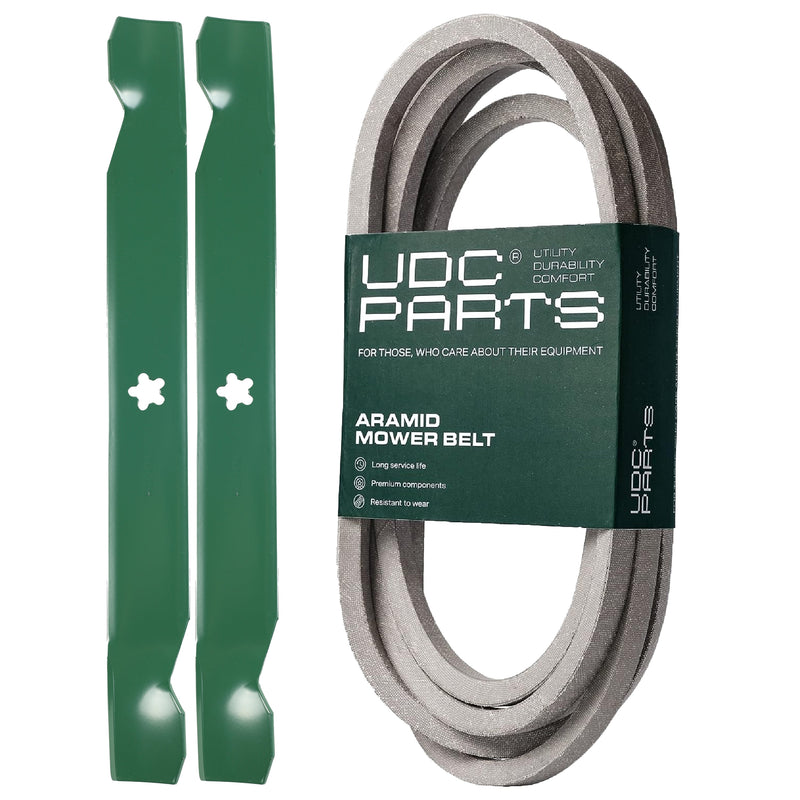  UDC Parts Mower Kit / Belt 539117245 + 2 Pack Blades 138971 / Fits Husqvarna RZ4219 RZ4221BF RZ4619 RZ4620 RZ5422 RZ5424