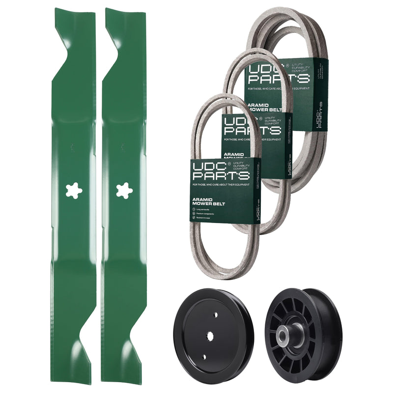 Products -  UDC Parts Mower Kit / Belt 130969 + Belt 197242 + Belt 405143 + Pulley 195945 + Pulley 532194327 + 2 Pack Blades 405380 / Fits Jonsered LT2320A2