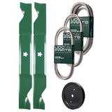  UDC Parts Mower Kit / Belt 197242 + Belt 197253 + Belt 405143 + Pulley 195945 + 2 Pack Blades 405380 / Fits Jonsered LT2223A2