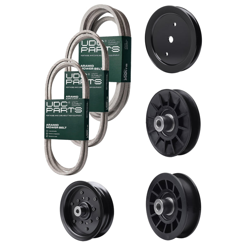 Bulk Lawn Mower Pulleys -  UDC Parts Mower Kit / Belt 130969 + Belt 197242 + Belt 405143 + Pulley 195945 + Pulley 532194326 + Pulley 532196106 + Pulley 532194327 / Fits Jonsered LT2320A2
