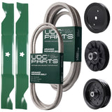 Wholesale Lawn Mower Parts -  UDC Parts Mower Kit / Belt 197242 + Belt 405143 + Pulley 195945 + Pulley 532194326 + Pulley 532196106 + 2 Pack Blades 405380 / Fits Jonsered LT2223A2 LT2320A2