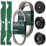 Wholesale Lawn Mower Parts -  UDC Parts Mower Kit / Belt 197242 + Belt 405143 + Pulley 195945 + Pulley 532196106 + Pulley 532194327 + 2 Pack Blades 405380 / Fits Jonsered LT2320A2