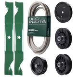 Wholesale Lawn Mower Parts -  UDC Parts Mower Kit / Belt 197242 + Pulley 195945 + Pulley 532194326 + Pulley 532196106 + Pulley 532194327 + 2 Pack Blades 405380 / Fits Jonsered LT2320A2