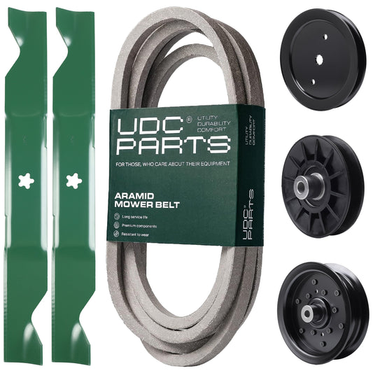 Products -  UDC Parts Mower Kit / Belt 197242 + Pulley 195945 + Pulley 532194326 + Pulley 532196106 + 2 Pack Blades 405380 / Fits Jonsered LT2223A2 LT2320A2