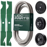 Products -  UDC Parts Mower Kit / Belt 197242 + Pulley 195945 + Pulley 532194326 + Pulley 532196106 + 2 Pack Blades 405380 / Fits Jonsered LT2223A2 LT2320A2