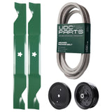 Products -  UDC Parts Mower Kit / Belt 539114557 + Pulley 195945 + Pulley 532196106 + 2 Pack Blades 405380 / Fits Husqvarna RZ4219