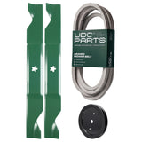  UDC Parts Mower Kit / Belt 539117245 + Pulley 195945 + 2 Pack Blades 405380 / Fits Husqvarna RZ4219