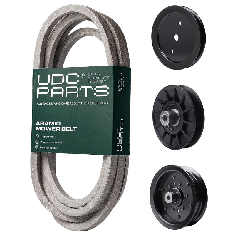  UDC Parts Mower Kit / Belt 197242 + Pulley 195945 + Pulley 532194326 + Pulley 532196106 / Fits Jonsered LT2223A2 LT2320A2