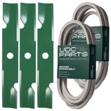 Aftermarket Lazer Mower Parts -  UDC Parts Mower Kit / Belt 103-4014 + Belt 109-8073 + 3 Pack Blades 103-6401 / Fits Exmark Lazer Z AS