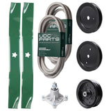 Wholesale Lawn Mower Parts -  UDC Parts Mower Kit / Belt 539114557 + Belt 539117245 + Pulley 129861 + Pulley 195945 + Pulley 532196106 + Spindle 532174356 + 2 Pack Blades 134149 / Fits Husqvarna RZ4219