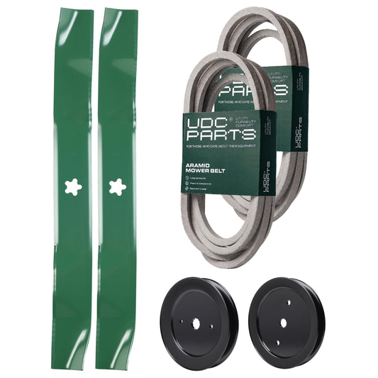Products -  UDC Parts Mower Kit / Belt 539114557 + Belt 539117245 + Pulley 129861 + Pulley 195945 + 2 Pack Blades 134149 / Fits Husqvarna RZ4219