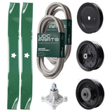 Bulk Lawn Mower Pulleys -  UDC Parts Mower Kit / Belt 539114557 + Belt 539117245 + Pulley 129861 + Pulley 532196106 + Pulley 532196104 + Spindle 532174356 + 2 Pack Blades 134149 / Fits Husqvarna RZ4619 RZ4620 RZ5422 RZ5424