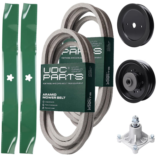 Wholesale Lawn Mower Parts -  UDC Parts Mower Kit / Belt 539114557 + Belt 539117245 + Pulley 129861 + Pulley 532196104 + Spindle 532174356 + 2 Pack Blades 134149 / Fits Husqvarna RZ4619 RZ4620 RZ5422 RZ5424