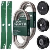 Wholesale Lawn Mower Parts -  UDC Parts Mower Kit / Belt 539114557 + Belt 539117245 + Pulley 129861 + Pulley 532196106 + Pulley 532196104 + 2 Pack Blades 134149 / Fits Husqvarna RZ4619 RZ4620 RZ5422 RZ5424