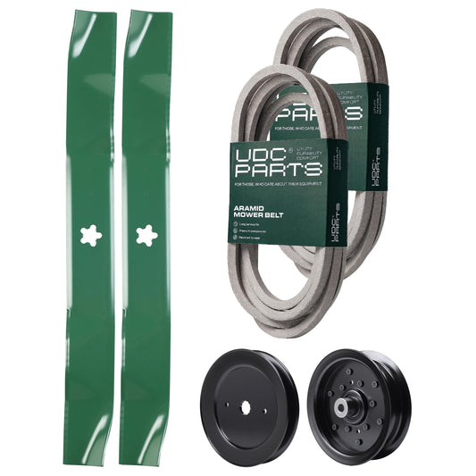 Products -  UDC Parts Mower Kit / Belt 539114557 + Belt 539117245 + Pulley 129861 + Pulley 532196106 + 2 Pack Blades 134149 / Fits Husqvarna RZ4219 RZ4619 RZ4620 RZ5422 RZ5424