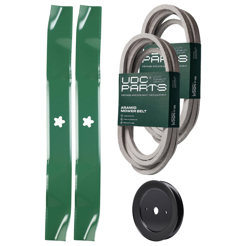 Bulk Lawn Mower Blades -  UDC Parts Mower Kit / Belt 539114557 + Belt 539117245 + Pulley 129861 + 2 Pack Blades 134149 / Fits Husqvarna RZ4219 RZ4619 RZ4620 RZ5422 RZ5424