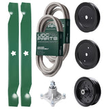 Wholesale Lawn Mower Parts -  UDC Parts Mower Kit / Belt 539114557 + Belt 539117245 + Pulley 129861 + Pulley 195945 + Pulley 532196106 + Spindle 532174356 + 2 Pack Blades 138971 / Fits Husqvarna RZ4219