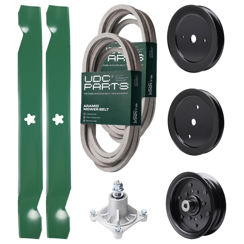 Wholesale Lawn Mower Parts -  UDC Parts Mower Kit / Belt 539114557 + Belt 539117245 + Pulley 129861 + Pulley 195945 + Pulley 532196106 + Spindle 532174356 + 2 Pack Blades 138971 / Fits Husqvarna RZ4219