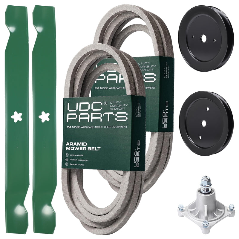 Wholesale Lawn Mower Parts -  UDC Parts Mower Kit / Belt 539114557 + Belt 539117245 + Pulley 129861 + Pulley 195945 + Spindle 532174356 + 2 Pack Blades 138971 / Fits Husqvarna RZ4219