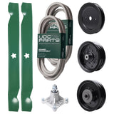 Bulk Lawn Mower Pulleys -  UDC Parts Mower Kit / Belt 539114557 + Belt 539117245 + Pulley 129861 + Pulley 532196106 + Pulley 532196104 + Spindle 532174356 + 2 Pack Blades 138971 / Fits Husqvarna RZ4619 RZ4620 RZ5422 RZ5424