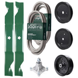 Wholesale Lawn Mower Parts -  UDC Parts Mower Kit / Belt 539114557 + Belt 539117245 + Pulley 129861 + Pulley 195945 + Pulley 532196106 + Spindle 532174356 + 2 Pack Blades 405380 / Fits Husqvarna RZ4219