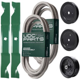 Wholesale Lawn Mower Parts -  UDC Parts Mower Kit / Belt 539114557 + Belt 539117245 + Pulley 129861 + Pulley 195945 + Pulley 532196106 + 2 Pack Blades 405380 / Fits Husqvarna RZ4219