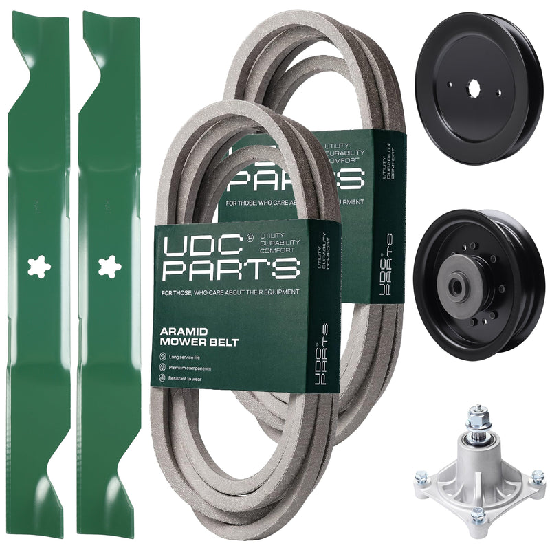 Wholesale Lawn Mower Parts -  UDC Parts Mower Kit / Belt 539114557 + Belt 539117245 + Pulley 129861 + Pulley 532196104 + Spindle 532174356 + 2 Pack Blades 405380 / Fits Husqvarna LSZ4622 LSZ5422 LSZ5424