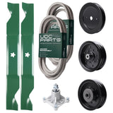 Bulk Lawn Mower Pulleys -  UDC Parts Mower Kit / Belt 539114557 + Belt 539117245 + Pulley 129861 + Pulley 532196106 + Pulley 532196104 + Spindle 532174356 + 2 Pack Blades 405380 / Fits Husqvarna LSZ4622 LSZ5422 LSZ5424