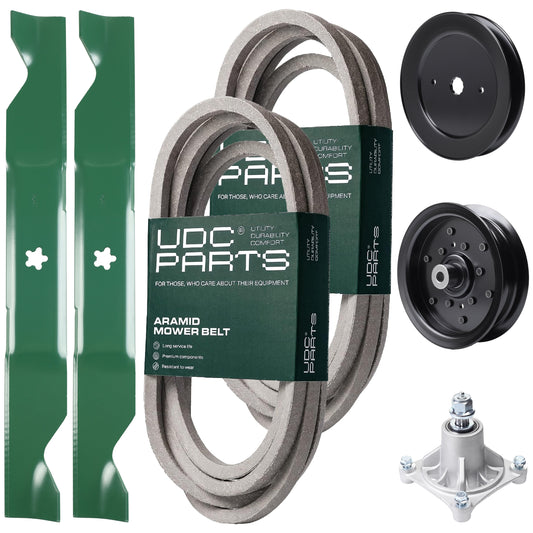 Wholesale Lawn Mower Parts -  UDC Parts Mower Kit / Belt 539114557 + Belt 539117245 + Pulley 129861 + Pulley 532196106 + Spindle 532174356 + 2 Pack Blades 405380 / Fits Husqvarna LSZ4622 LSZ5422 LSZ5424 RZ4219