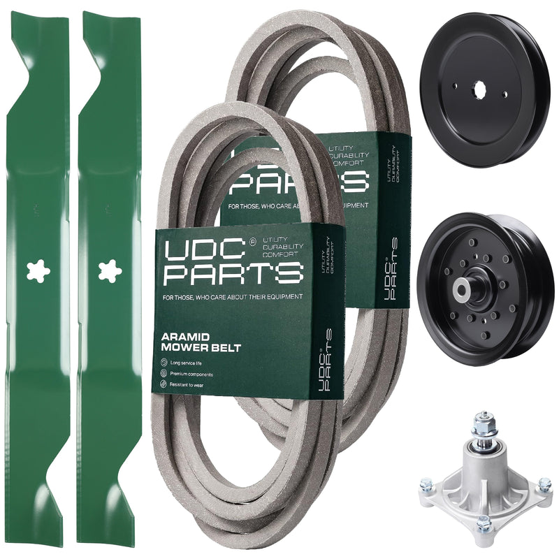 Wholesale Lawn Mower Parts -  UDC Parts Mower Kit / Belt 539114557 + Belt 539117245 + Pulley 129861 + Pulley 532196106 + Spindle 532174356 + 2 Pack Blades 405380 / Fits Husqvarna LSZ4622 LSZ5422 LSZ5424 RZ4219