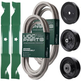 Wholesale Lawn Mower Parts -  UDC Parts Mower Kit / Belt 539114557 + Belt 539117245 + Pulley 129861 + Pulley 532196106 + Pulley 532196104 + 2 Pack Blades 405380 / Fits Husqvarna LSZ4622 LSZ5422 LSZ5424