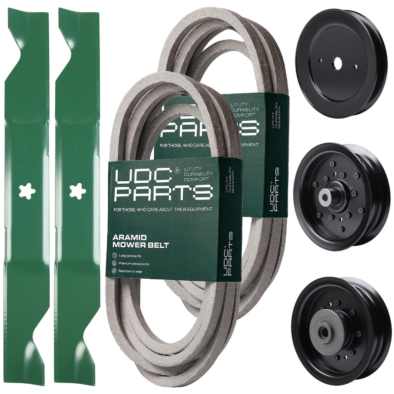 Wholesale Lawn Mower Parts -  UDC Parts Mower Kit / Belt 539114557 + Belt 539117245 + Pulley 129861 + Pulley 532196106 + Pulley 532196104 + 2 Pack Blades 405380 / Fits Husqvarna LSZ4622 LSZ5422 LSZ5424