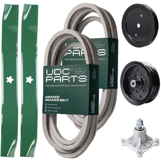 Wholesale Lawn Mower Parts -  UDC Parts Mower Kit / Belt 539114557 + Belt 539117245 + Pulley 195945 + Pulley 532196106 + Spindle 532174356 + 2 Pack Blades 134149 / Fits Husqvarna RZ4219