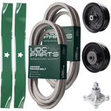 Wholesale Lawn Mower Parts -  UDC Parts Mower Kit / Belt 539114557 + Belt 539117245 + Pulley 532196106 + Pulley 532196104 + Spindle 532174356 + 2 Pack Blades 134149 / Fits Husqvarna RZ4619 RZ4620 RZ5422 RZ5424